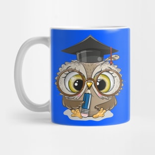 Cute Clever owl with pencil and in graduation cap Mug